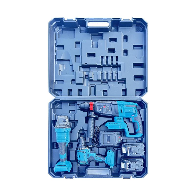 锂电工具多功能3件套家用锂电扳手角磨机电锤电动工具组合套装