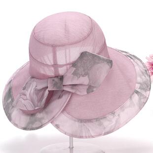 春夏天帽子女妈妈薄款盆帽休闲渔夫帽遮阳显脸小纱帽0305w