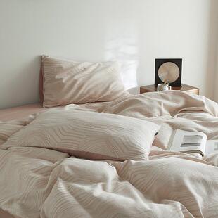 色织水洗棉提花床单四件套全棉纯棉2026新款被套床笠纯色高级4