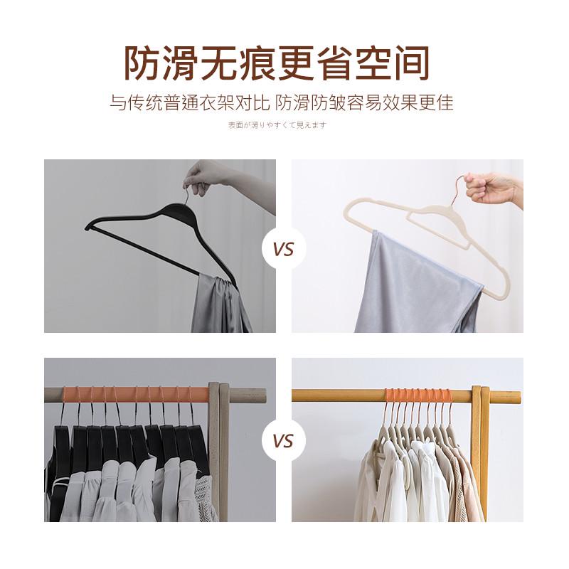 日式植绒衣架防滑肩无痕透光卧室晾衣架家用挂衣柜收纳整理