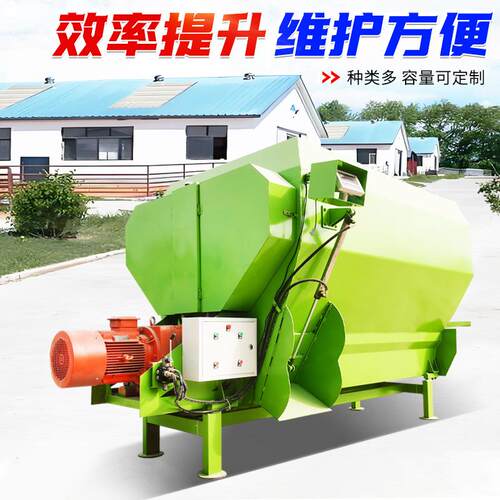 牛羊草料青储预混机图片32立方三轴拌草机规格 养殖场用TMR搅拌机