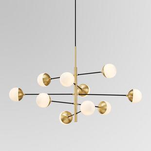 北欧轻奢魔豆客厅吊灯创意个性 餐厅灯简约卧室玻璃分子长线灯