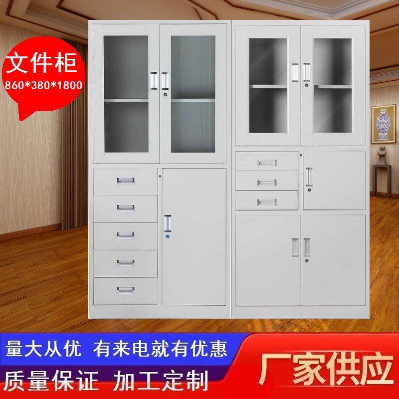 财务凭证柜铁皮柜文件柜办公室资料柜档案收纳带锁玻璃门大储物柜