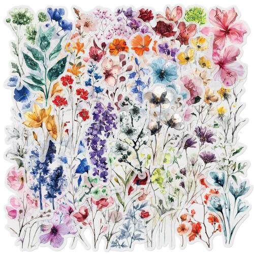 50Pcs Ink Flower Stickers DIY Phone Case Material Handbook W
