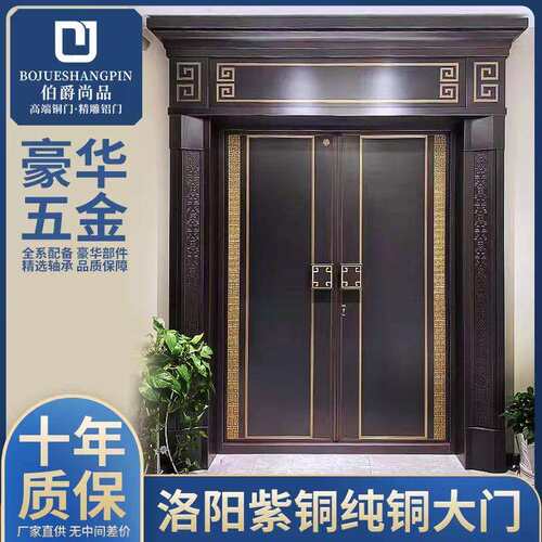 工厂纯铜别墅大门双开子母门不锈钢家用乡村庭院农村进户真铜单门