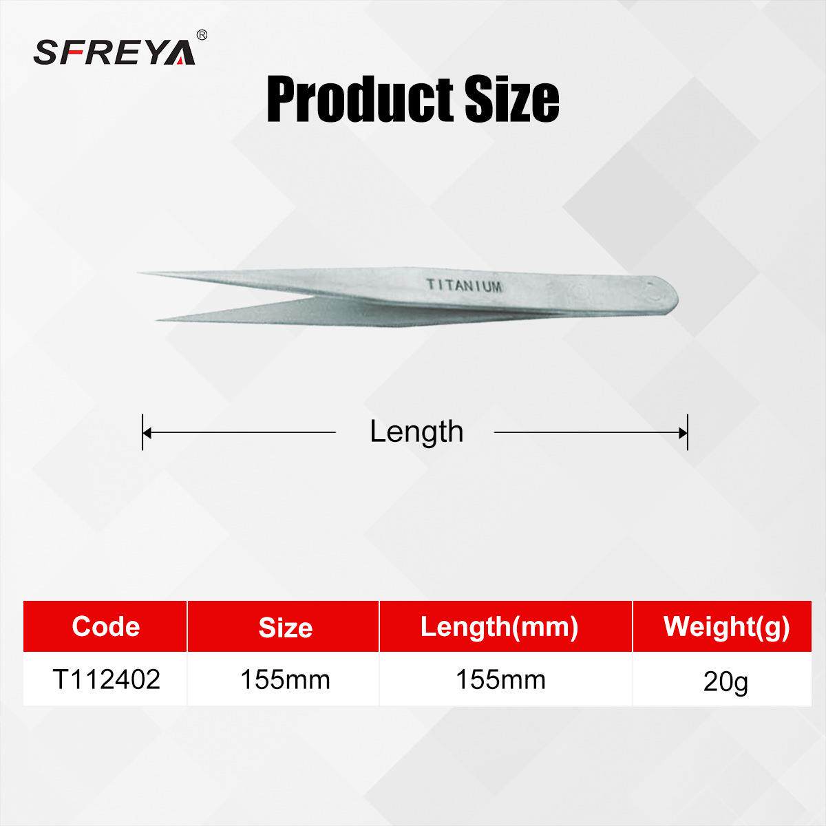 SFREYA T1124 钛合金尖嘴镊子 无磁钛合金工具