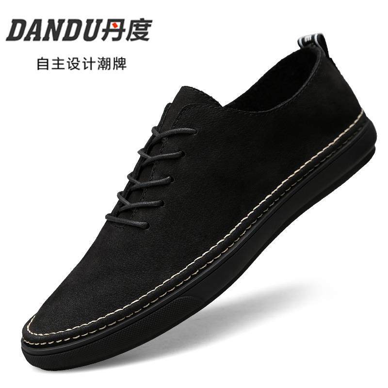 正品男季鞋夏潮鞋真皮底英磨砂休闲鞋子韩版百软搭伦小皮鞋小码36