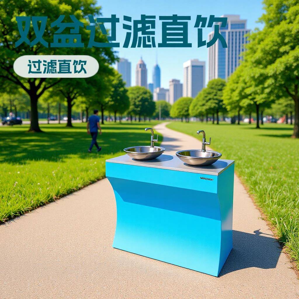 台式不锈钢饮水机公园景区双盆户外公共饮水台景区直饮优选净水器