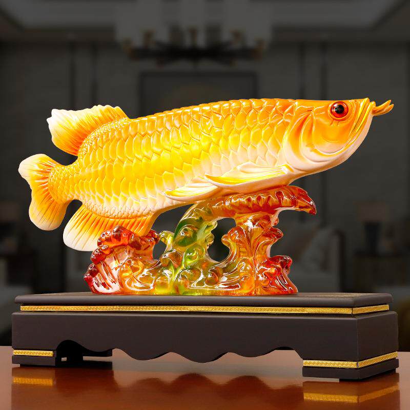 招财金龙鱼摆件客厅家居客厅装饰工艺品公司店铺饭店开张开业礼品