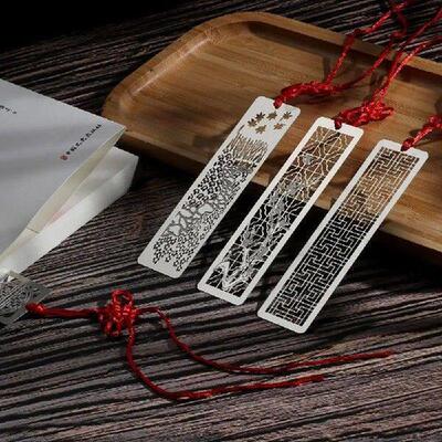 Chinese Style Hollow Metal Bookmarks Stainless Steel