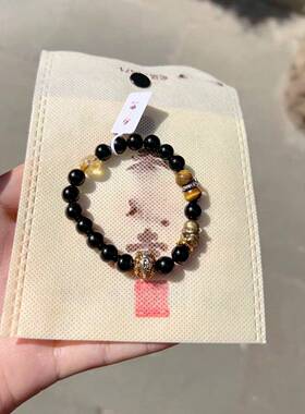 寺庙同款手串神话悟空黑曜石配虎眼石手链电商直播供货产品