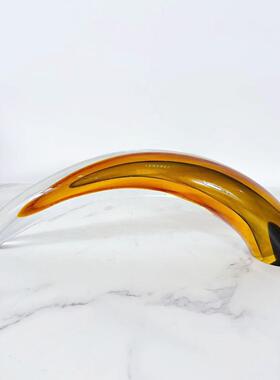 现代简约琉璃橙色渐变牛角流线摆件样板间售楼部家居客厅桌面装饰