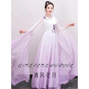 正品新古演出款筝服成人女红艺考长款显色瘦舞台表演民乐演出服主