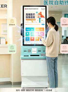 自助终端自助挂号缴费取号机屏43寸大260医保刷支机付脸一体机