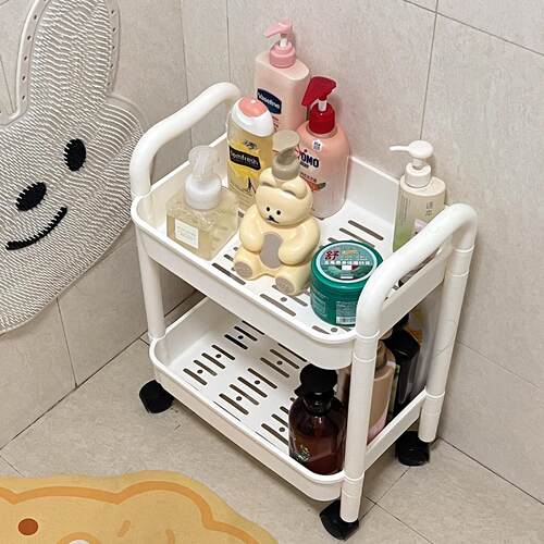 化妆室浴室置物架落地多层家用厕所夹缝洗漱用品收纳带轮多功能
