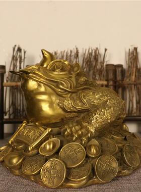 高档金蟾纯黄铜铜器精品家具客厅办室汽车件饰摆公茶宠内小手把件