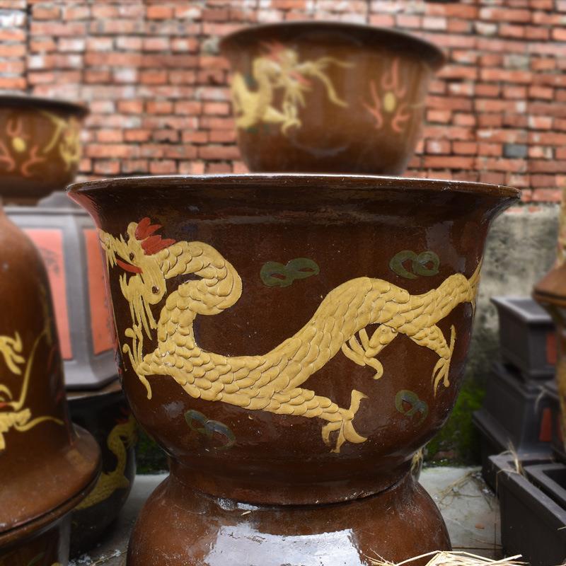 龙缸大花盆大号庭院阳台种树陶瓷花盆铁树发财树 盆景盆 冰咲园艺