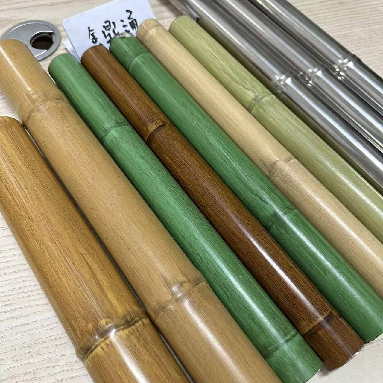 不锈钢竹节管镀锌彷真竹子护栏铝竹管木纹管黄色绿色热转印烤漆管