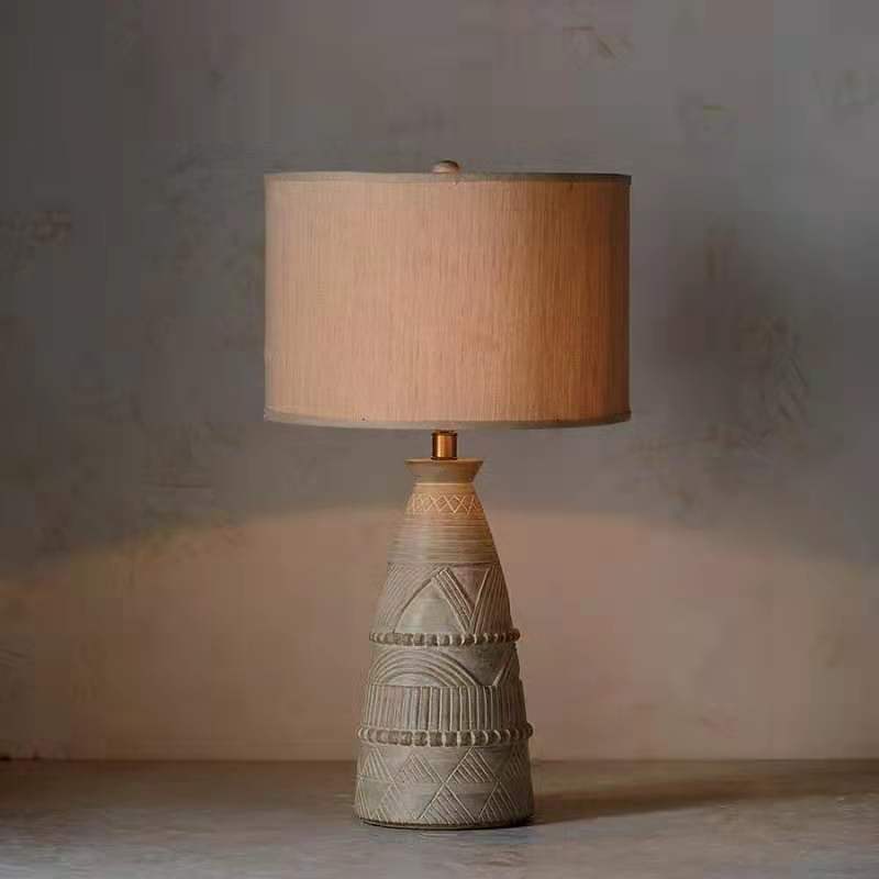 创意美式乡村法式实木雕刻复古做旧台灯客厅餐厅卧室书房别墅台灯