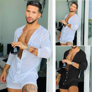 Casual Solid Loose-Fitting Sleepwear For Men, Featuring