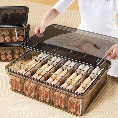 Lidded underwear organizer with divided compartments, 3-in-1