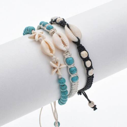 Simple Natural Stone Hand-woven Shell Bracelet Adjustable