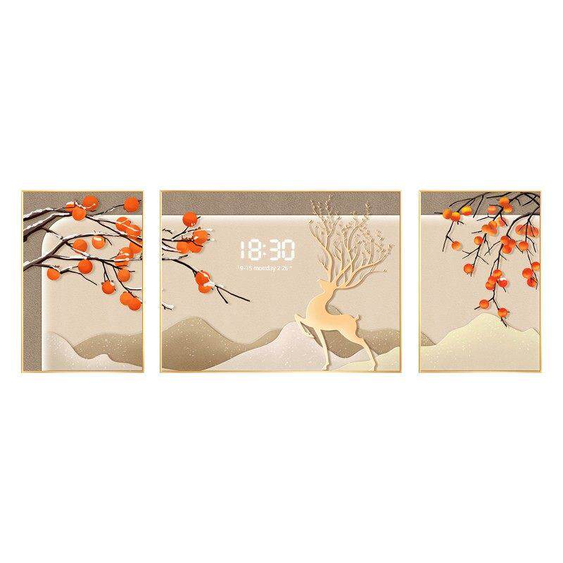 轻奢抽象表箱装饰画客厅三联挡配电箱开关箱数字钟挂画