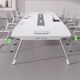 会议桌长桌会议室桌椅组合现代简约办公长条会议桌轻奢高级感智能