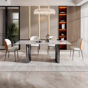 8815式 极简板桌大小户型轻奢现代简岩约高端长餐方形意不锈钢网红