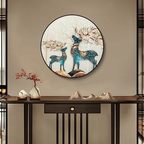 圆形装饰画 画入户玄关走廊过道现代晶瓷画 画餐客厅挂画 画jc161