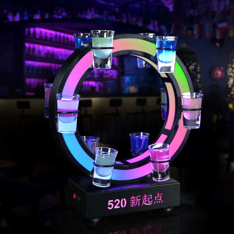 酒吧KTV夜店发光杯架LED鸡尾酒包厢DJ打碟生日派对房圆形酒杯架