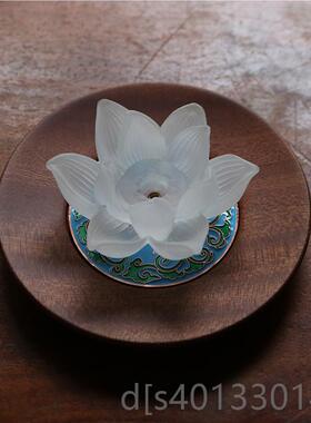 高档禅悦佛艺古法香琉璃莲花插室香内家居摆禅意线插香座香盘礼件