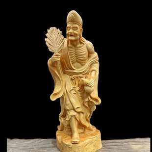 黄杨木雕济公摆件道济降龙神像家居供奉实木饰品