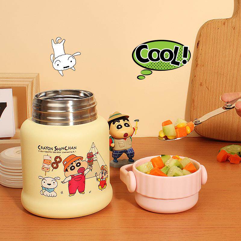 蜡笔小新焖烧杯可爱儿童保温汤饭碗勺便携316不锈钢保温杯提手柄