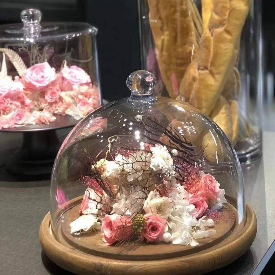 PC透明亚克力食品盖圆形菜盖加厚菜罩展示点心蛋糕防尘保鲜盖子