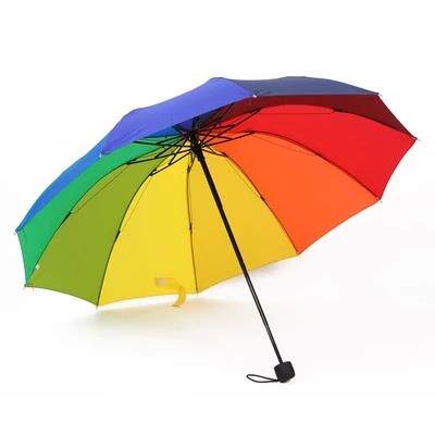 正品特价三折彩虹伞素色折叠创意伞防伞紫线超轻雨外l伞定做ogo广