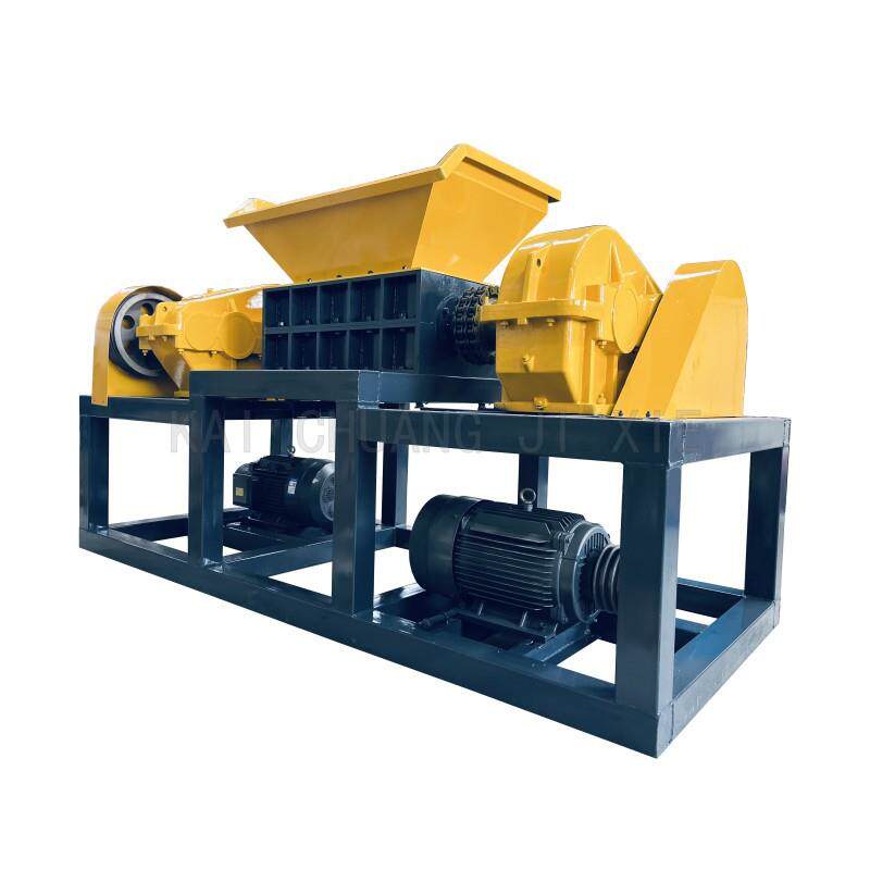 橡胶轮胎大蓝桶撕碎机PCPE管材塑料薄膜粉碎机建筑模板大型破碎机