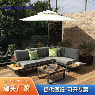 户外柚木沙发酒店民宿家具露台室外茶几组合实木沙发