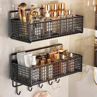 Wall-mounted bathroom storage rack, no drilling required, su