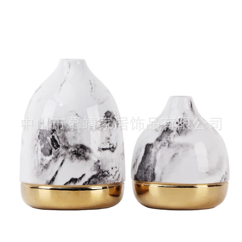 陶瓷电镀花瓶插花花器摆件客厅茶几样板房售楼处现代中式青花瓷