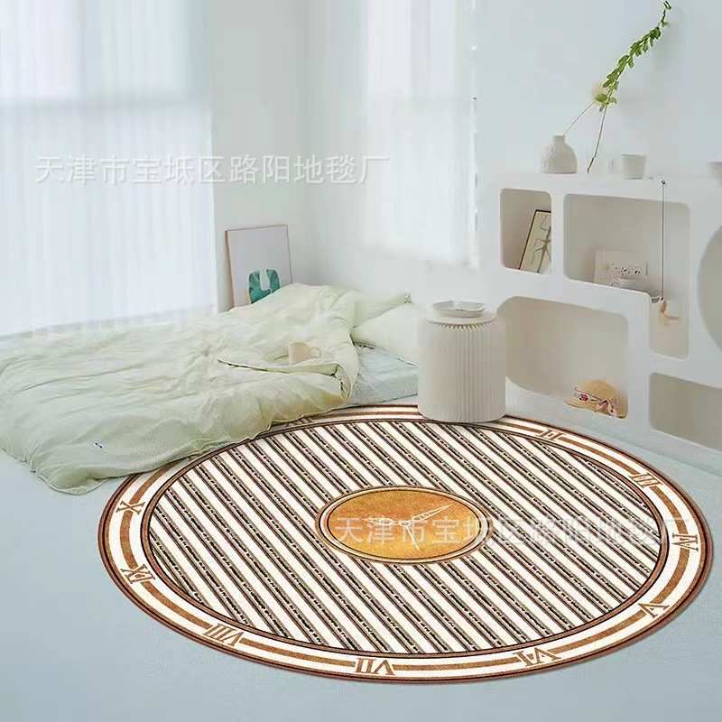 欧美古董怀表圈绒地毯吊篮客厅卧室沙发毯休闲角圆形艺术垫衣帽间