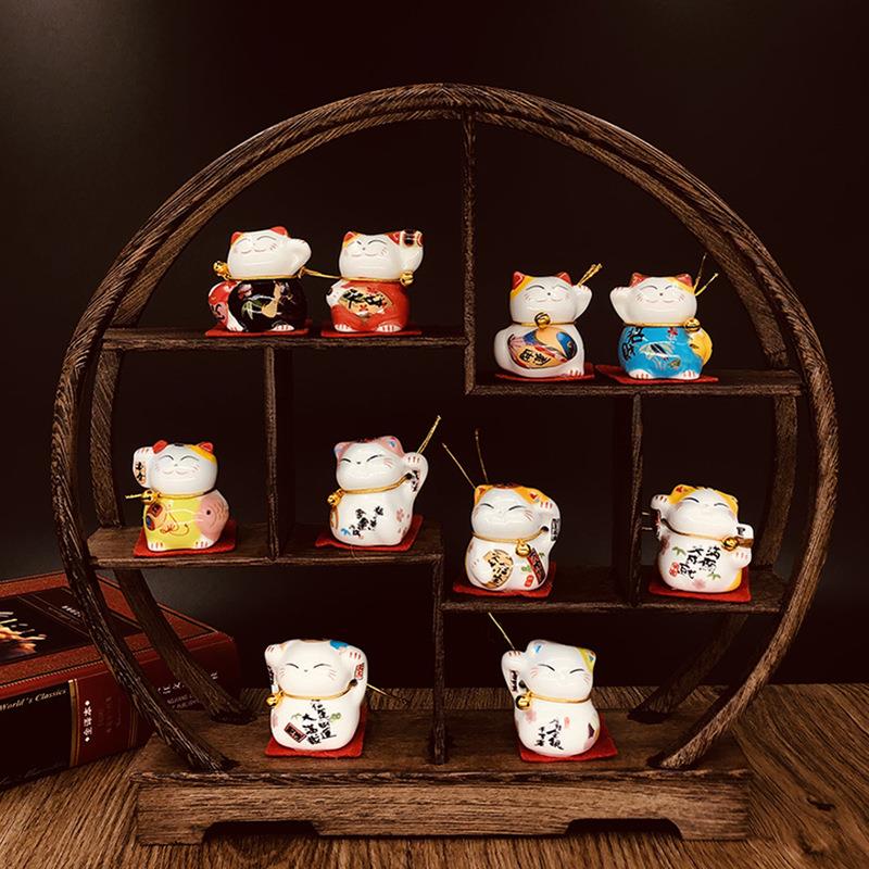 厂家直销陶瓷招财猫小摆件开业送礼创意家居饰品客厅酒柜博古架