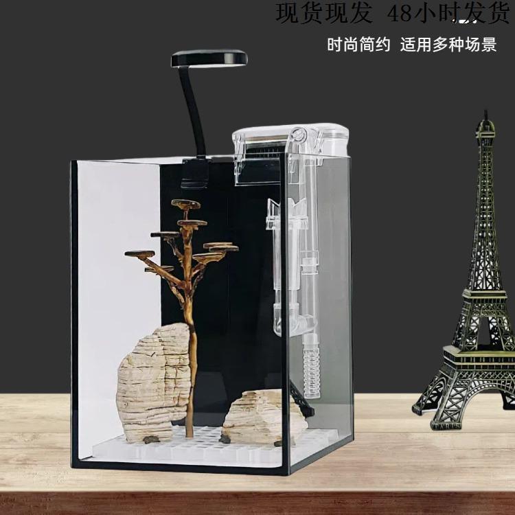 鱼缸造景生态全套超白玻璃斗鱼缸客厅家用桌面办公室小型自循环