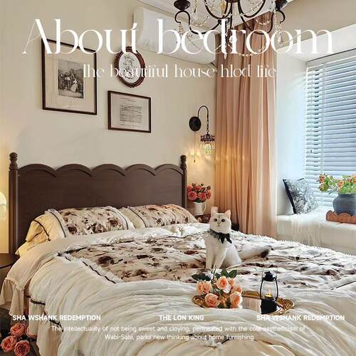 法式覆古全实木床小户型简约双人床中古风主卧轻奢储物软包床1.8m