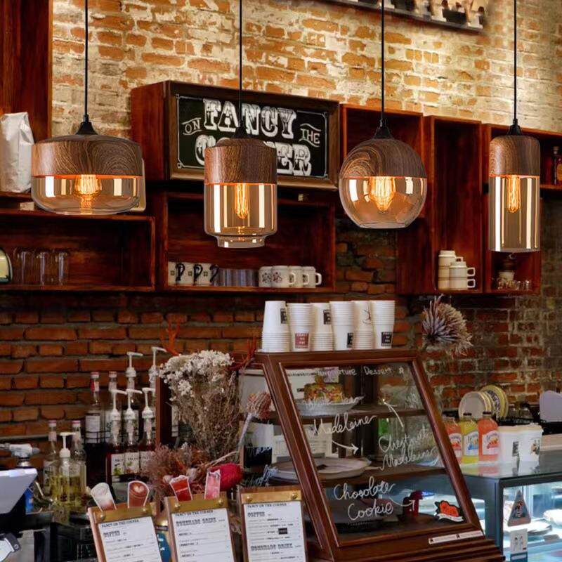 日式工业风loft餐厅黑色玻璃吊灯个性复古艺术创意酒吧吧台组合灯