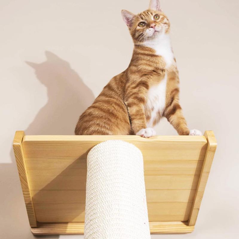 实木倾斜墙猫抓柱地毯猫树猫床猫窝吊床猫爬杆剑麻通天柱工厂