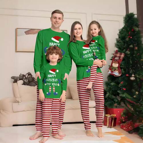 Striped Home Pajama Set Printed