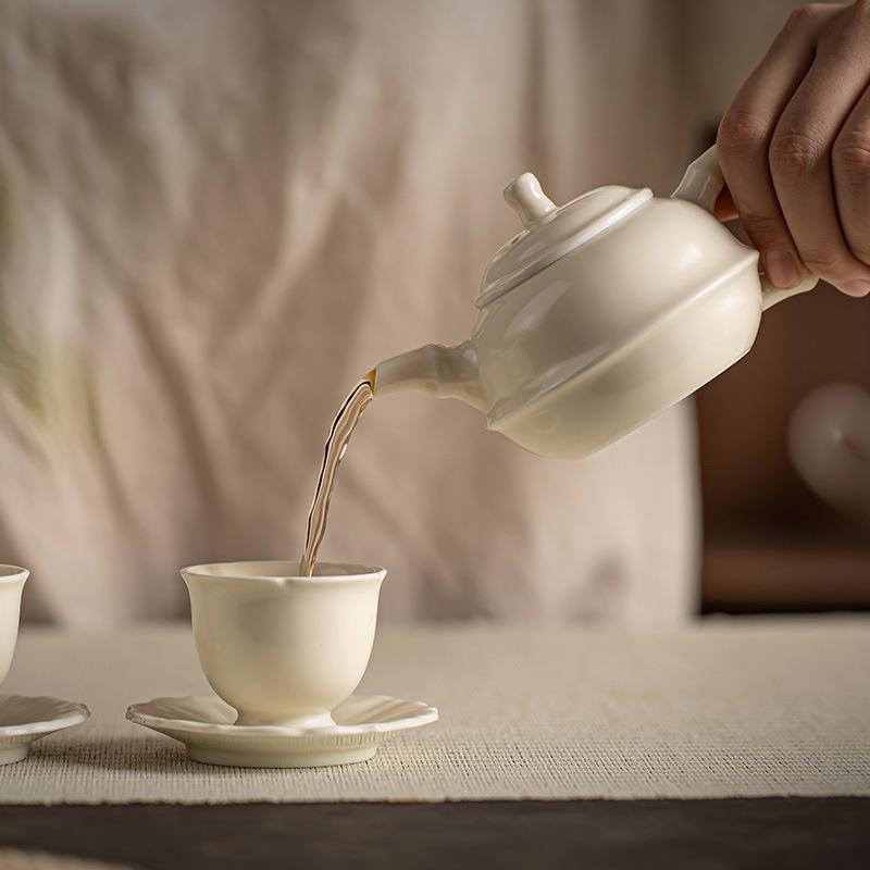 新款直销复古定窑竹节壶泡茶壶功夫茶具过滤球孔单壶手工壶水果茶