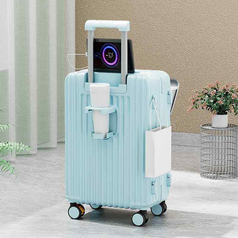 高档前开 口多功能置行码李箱24寸女轻便拉杆箱万向密箱2轮8寸男