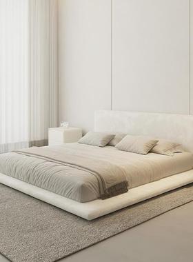 榻榻米落床现代简约风双人奶油系白色诧寂轻CPW奢床网地极红卧室